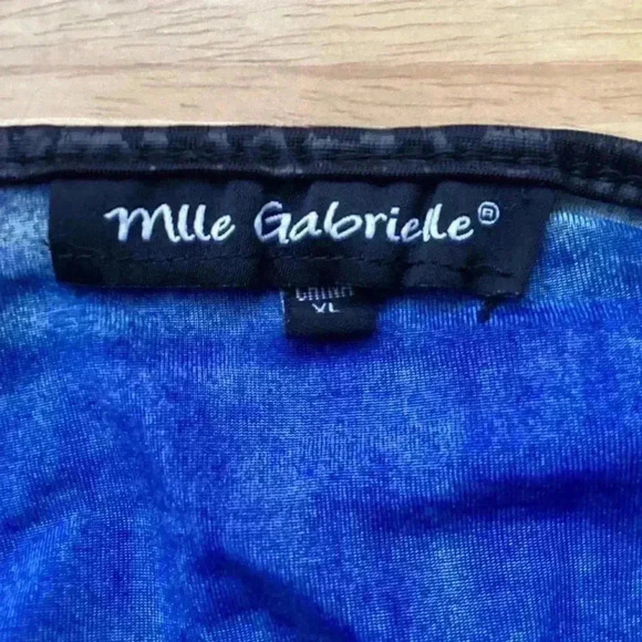 Mlle Gabrielle blue/brown/black  gorgeous patterned  wrap dress size XL - Picture 10 of 10